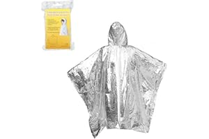 FAKEFACE 3pcs Silver Emergency Poncho, Reflective Mylar Thermal Blanket Raincoat Rainproof Coldproof Rain Poncho Outdoor Survival Kit Aid Supplies Insulation Coat for Outdoor Rescue Camping Hiking 100*120cm