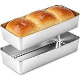 Romon Rectangular Non-stick Baking Pan, 2 Pcs Stainless Steel Mould, No Chemical Coating Anti-Rust, Dishwasher Washable, Idea