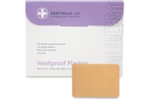 RELIANCE MEDICAL Dependaplast Washproof Plasters 7.5cm x 5cm, Flexible PU Plastic Film, Secure Adhesive, Breathable, Waterproof - Box of 50