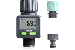 ‎RAINPOINT RAINPOINT Wasserzähler,Praktischer Wasseruhr für Garten,4 Modi zur Kontrolle des Wasserverbrauchs,Wassermengenzähler für Wasserhahn/Verbrauchsgerät,180° Drehbarer digitaler Durchflussmesser