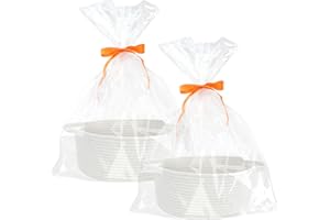 JUMRHFAN Kosz prezentowy pusty, pleciony koszyk na prezenty z woreczkami i wstążkami, pusty koszyk prezentowy na baby shower, urodziny, ślub, Wielkanoc, Dziękczynienie, Boże Narodzenie (Biały)