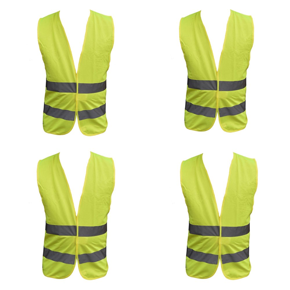 4-Pack-Adult-Yellow-Hi-Vest-High-Vis-Hi-Viz-Visibility-Vest-Waistcoat-Jacket-Safety-Security