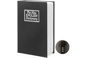 PACOLO Small Sized Diversion Book Safe Storage Box, Dictionary Secret Safe Can with Security Combination Lock/Key, Black