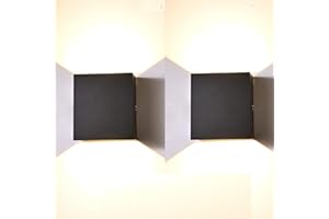 TVGO 2 Pezzi LED Lampada da Parete 12W Bianco Caldo, Moderno Up Down Applique da Parete per Bagno Lampada Soggiorno Camera da Letto Scale Corridoio Luce Notturna (Nero)