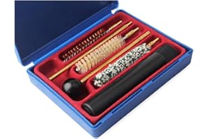 HWZ 6 Pcs Copper Pistol Hunting Cleaning Tool Kit Accessories Rifle Gun Brush Mop Storage Handle for Cal.38/357/9mm Gun