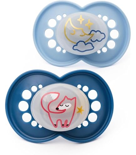 MAM Original Soothers | 18-36 Months | Pack of 2 | Comes in Dummy Steriliser Box | Sustainable Materials | Baby Accessories | Blue - I Love Daddy (Various Designs