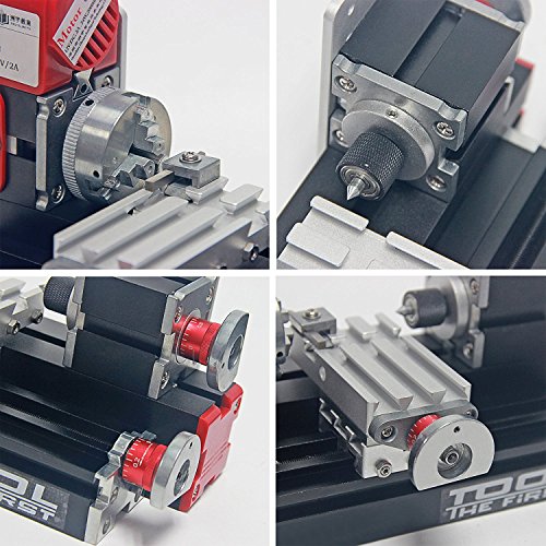 Wisamic Motorisierte Mini Metallbearbeitung Drehmaschine Drehbank Heimwerkerutensilien Metall Holzverarbeitung für die Pädagogik der Naturwissenschaften Hobby Modellbau Werkzeug - 6