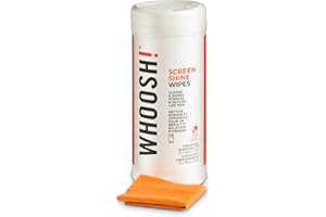 WHOOSH! Lingettes Nettoyantes Écran 70 Unités pour Nettoyage Écran TV Lunettes Voiture Ordinateur Portable avec Chiffon Microsuede sans Peluches Non Abrasif Finition sans Traces Nettoyant Écran