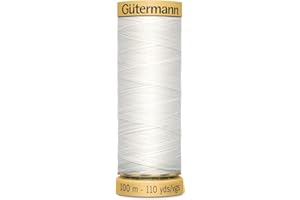 GÜTERMANN 100% Natural Cotton Thread by Gutermann for Sewing and Quilting - 100m Spools - Colour Number WHT - 1 x 100m Spool