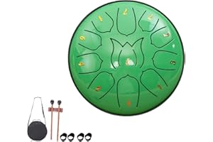 YUCHIFA Tambor de lluvia para jardín al aire libre, tambor de lluvia, tambor de lluvia con lengüeta de acero, tambor de lluvia impermeable, para acampar, meditación o yoga (11 sonidos 6 pulgadas,A)