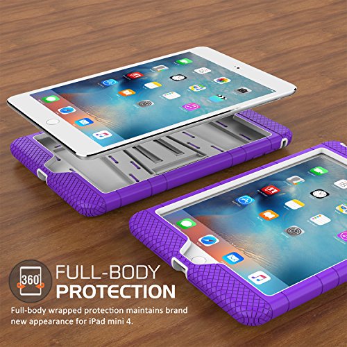 MoKo Hülle für iPad Mini 4 – Silikon + Weiss Hart Polycarbonat Protector mit faltbarem Kickstand Schutzhülle Case mit Standfunktion für Apple iPad Mini 4 7.9 Zoll IOS 2015 Genaration Tablet, Violett - 7