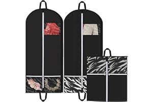 PWSAP 2PCS, 54" atmungsaktive Kleiderhüllen mit 2 Reißverschlusstaschen und Zwickel, faltbare Herren Anzug Aufbewahrungstasche mit Tragegriffen für Geschäftsreisen, Kleidersack zum Aufhängen Kleiderhüllen