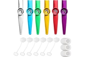 LOPKJ Kazoo Professionale Kazu 6 Pezzi in Diversi Colori Cazoo Strumento in Metallo Kazoo Lega di Alluminio Metal Flauto Kazoo Kazoo per Bambini In Omaggio 30 Membrane per Flauto e 6 Maniche Protettive