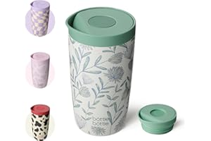 BOTTLEBOTTLE Bottle Bottle Insulated Travel Mug 350ml Stainless Steel Office Coffee Cup with Push Button Lid Keeps Cold and Hot for 8 Hours (Flourishing Flowers)