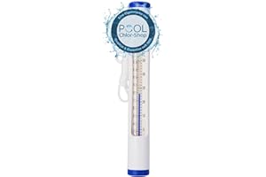 Duraol Pool Thermometer in Weiß I hochwertiges Wasserthermometer für Pool/Badewanne/Teich & Schwimmbad I Badewasser Thermometer mit Befestigungsschnur I Analoger Wassertemperaturmesser
