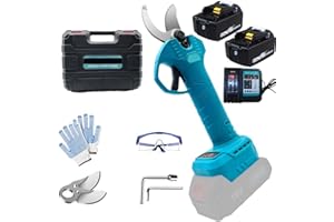 MAENGRE Akku BaumSchere, Elektrische Astschere Ersatz Für Makita 18V, Arbeitssparende Astschere Mit Insgesamt Zwei Scherenköpfen, Akku Strauchschere Für Gärten, Elektrische Gartenschere Mit Zwei 5.5Ah Akku