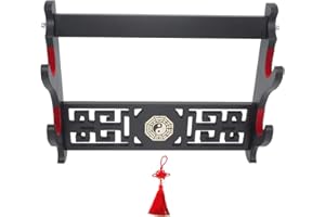 SOFIALXC Support Mural pour épée Katana Stand Samurai Support pour épée présentoir Chinois Tai Chi Bagua Style,Black,2Tier