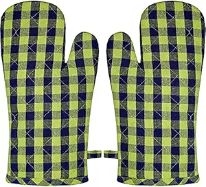 Raksha - 100% Cotton Oven Gloves-Pack of 2-(Checked)