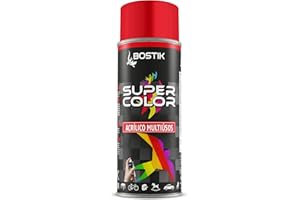 Bostik SUPER COLOR ROJO TRÁFICO RAL 3020, Pintura en Spray Acrílica para Uso Profesional y Doméstico, Multiusos, Secado Rápido, Acabado Brillante, Interior y Exterior, Bote 400 ml