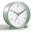 VMITRA Analog Alarm Clock, 4 inch Super Silent Non Ticking Small Clock with Night Light, Battery Operated, Simply Design, for Bedroon, Bedside, Desk, (Multi)