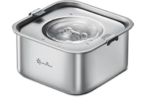 DownyPaws Ciotola Acqua Cane Antigoccia in Acciaio Inossidabile, 3L Ciotola Antigoccia Cane con Disco Flottante Sigillato, Antipolvere e Antiscivolo, Ciotola Acqua Cane che Promuove il Bere Lento