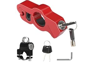 FASBET Motorcycle Handlebar Lock and Helmet Lock Set, Grip Brake Throttle Lock for Sports Bikes Mountain Bike ATVs (Red)