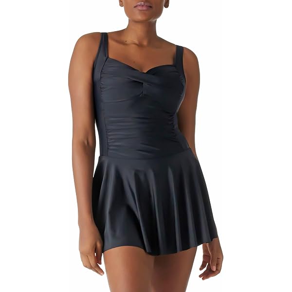 Women’s Crossover One Piece Swimsuit With Skirt - Floral Swimsuit Tummy Control