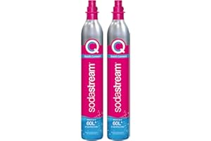 SodaStream - Lot de 2 bouteilles de CO2 pour machine à eau gazeuse, système de gaz Quick Connect, pour 60 litres de boissons gazeuses, compatible avec Terra, Duo et Art, réduit les déchets plastiques