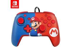 Pdp Gaming Faceoff deluxe+ Filaire Switch Pro Manette - Licence Officiel By Nintendo - Customizable Gamepad Buttons, Sticks, Triggers, And Paddles - Ergonomic Manettes - Rouge/Bleu Mario design