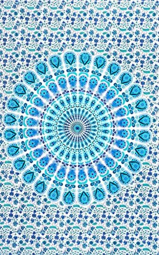 Cotton Hippy Indian Mandala Wall Hanging Bohemian Throw Decor Bedspread Tapestries Wall Tapestries Mandala Tapestry (Blue Mandala)