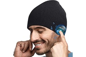 EVERSEE Mens Gifts Bluetooth Beanie Hat - Secret Santa Gifts Christmas Stocking Fillers for Men Dad Husband Him Teenagers Cool Stuff Tech Gadgets Beanie Hat with Headphones Running Music Gifts,Black,One Size