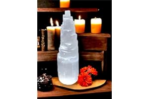 VINGARDIUM LEVIOSA Selenite Mountain Pillars Handmade White Natural Raw Crystal Tower Healing Energy Mineral Meditation Charging Selenite Crystal Table Decorative Pillar Chakra Spiritual Gift Decorative (5-6cm)