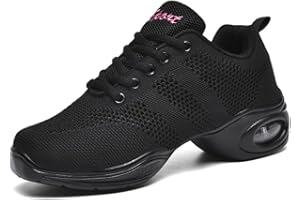 Hixingo Zapatillas de Deporte Jazz para Mujeres, Zapatos de Baile Antideslizantes Baile Sneaker Ligeros y Transpirables para Fitness y Entrenamiento de Danza