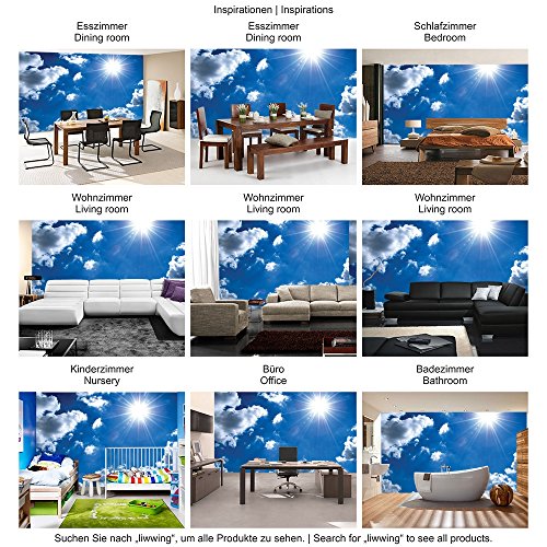 Vlies Fototapete PREMIUM PLUS Wand Foto Tapete Wand Bild Vliestapete – Himmel Sonne Wolken Lens Flare Effekt – no. 1620, Größe: 416 x 254cm Vlies - 6