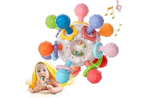 Giaonlgy Pelota Pelotas Sonajero Sensoriales Bebe,Mordedor Bebe Sonajero sin BPA,Montessori Mordedores 1-3 Año,Juguete Actividad Sensorial,Juguetes de Agarre para Niños Pequeños de 3 6 9 12 Meses