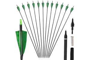 SHARROW 12pcs Frecce di Carbonio 32 Pollici Spine 500 Tiro con L'Arco Frecce in Carbonio Misto, di Caccia ad Frecce per Ricurvo e Compound Arco