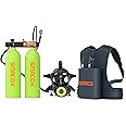 SMACO Mini Scuba Tank 4L Scuba Diving Tank (Assembled by Two 2L Cylinders) for Shallow Water Diving Support 30-45 Minutes Breath Portable Scuba Tank Kit for Diving Entertainment