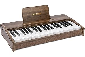 JALOKEE Teclado de piano infantil, piano digital para niños, instrumento musical educativo de juguete, piano de madera para niños y niñas mayores de 3 años (Nogal, 37 Teclas)