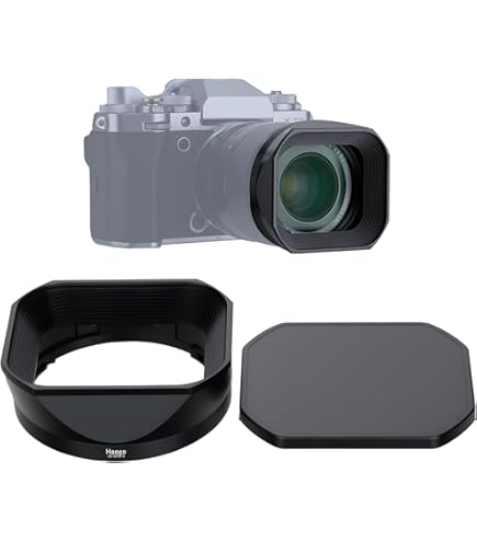 Zilveren metalen vierkante lenskap voor Fuji XF33mm F1.4 R LM WR lens, Fujifilm XF23mmF1.4 R LM W, Fujinon XF 16-50mm F2.8-4.8 R LM WR lens, met metalen dop kit, Haoge bajonet kap
