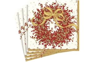 Entretenimiento con servilletas Caspari Pepper Berry, color rojo, papel, multicolor, Pack de 20