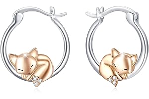 JFASHOP Volpe Orecchini Donna Argento 925 Volpe Orecchini a Cerchio Animali Huggie Piccoli Orecchini a Cerchio Volpe Gioielli Regali Ipoallergenici per Donne Ragazze Bambini