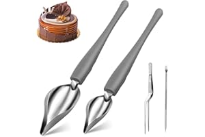 MOSNOW 2 Pezzi Cucchiaio da Decorazione in Acciaio Inossidabile & Pinzette & Pull Needle, Cucchiai da Disegno Culinario, Piatti da Cucina, per Valentine's Day Decorare Torte, Cioccolatini, Biscotti
