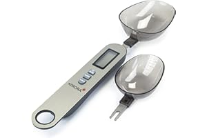 Korona 79500 - Bilancia cucchiaio EVA, 2 cucchiai rimovibili, capacità di carico di 500 g, suddivisione in incrementi di 0,1 g, con scala aggiuntiva per ml, funzione tara, batteria inclusa