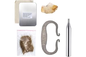 PSKOOK Flint Steel Striker Kit with Pocket Bellow Primitive Fire Starter English Flint Stone Steel Striker