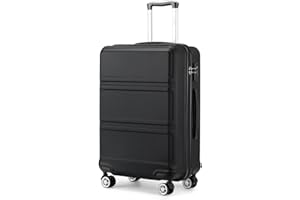 KONO Koffer Trolley Hartschale Handgepäck Zwillingsrollen Leichtgewicht ABS Kabinentrolley Reisekoffer Zahlenschloss 55cm(schwarz)
