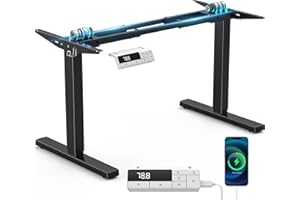 ‎VOSATRON VOSATRON höhenverstellbarer Schreibtisch Gestell mit 2 starken Motoren, 3 Memory-Steuerung & Sitz-Steh-Erinnerungs, Kollisionschutz Funktion, Super Belastung 150KG, USB-C-Anschluss, 2 Haken, Schwarz