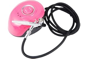 CYBERNOVA Mini Conjunto de compresor de aerógrafo Kit de aerógrafo de Pistola de pulverización de Doble acción para Maquillaje, decoración de Pasteles, Manualidades, Pintura de uñas, Arte (Rojo)