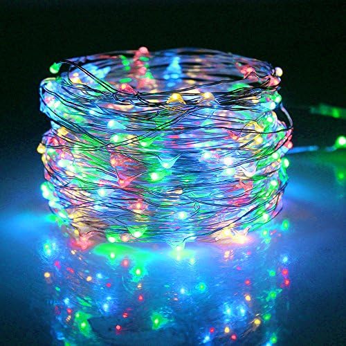 Battery Operated Fairy String Lights,EJIKER LED Christmas Lights with 100 LEDs 33FT Copper Wire Colorful Lights for Holiday Party Wedding Outdoor Indoor Decoration for Tree Bedroom Garden, Multi-color