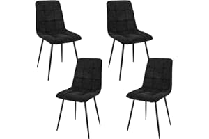 JIJIAN 4er Set Esszimmerstühle, Gepolsterte Stühle mit Leinenstoff und Schwarzen Metallbeinen, Schachbrettmuster, Esszimmerstühle für Esszimmer Wohnzimmer Schlafzimmer Küche Lounge Rezeption