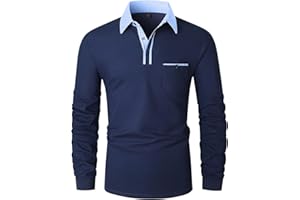 VMSUCIJ Herren Poloshirt Langarm Baumwolle Outdoor Casual Polo Tops Regular Golf T-Shirts